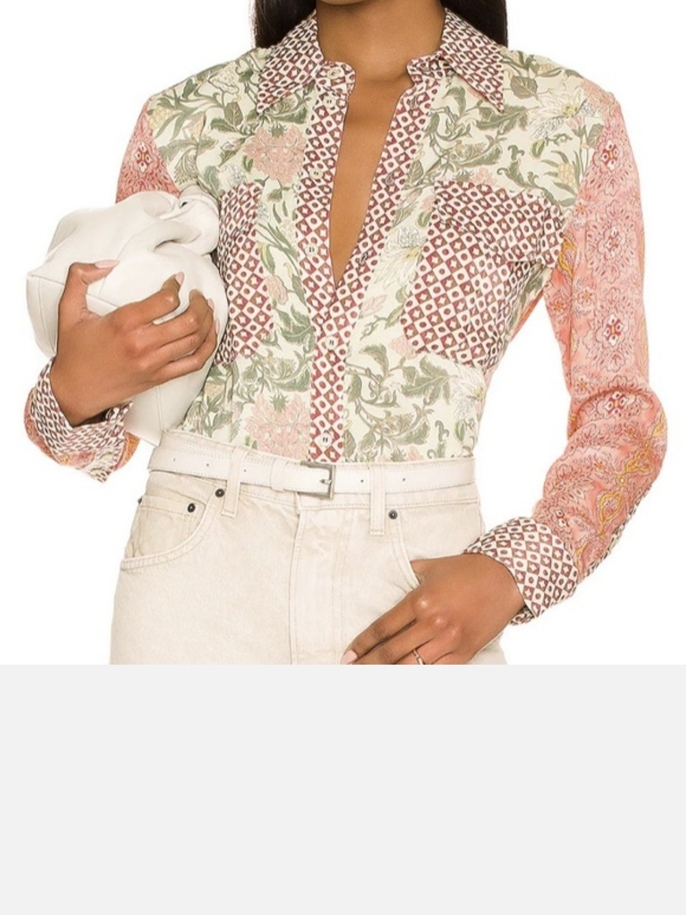 Tell Your Friends Floral Mixed Print Button-Up Blouse Boho Chic Indie